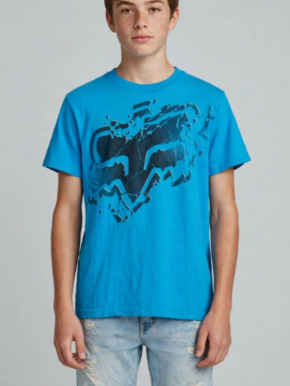 Fox Racing Blue Fox Head Graphic T-Shirt Mens Small S Shatter Logo Moto MX Y2K